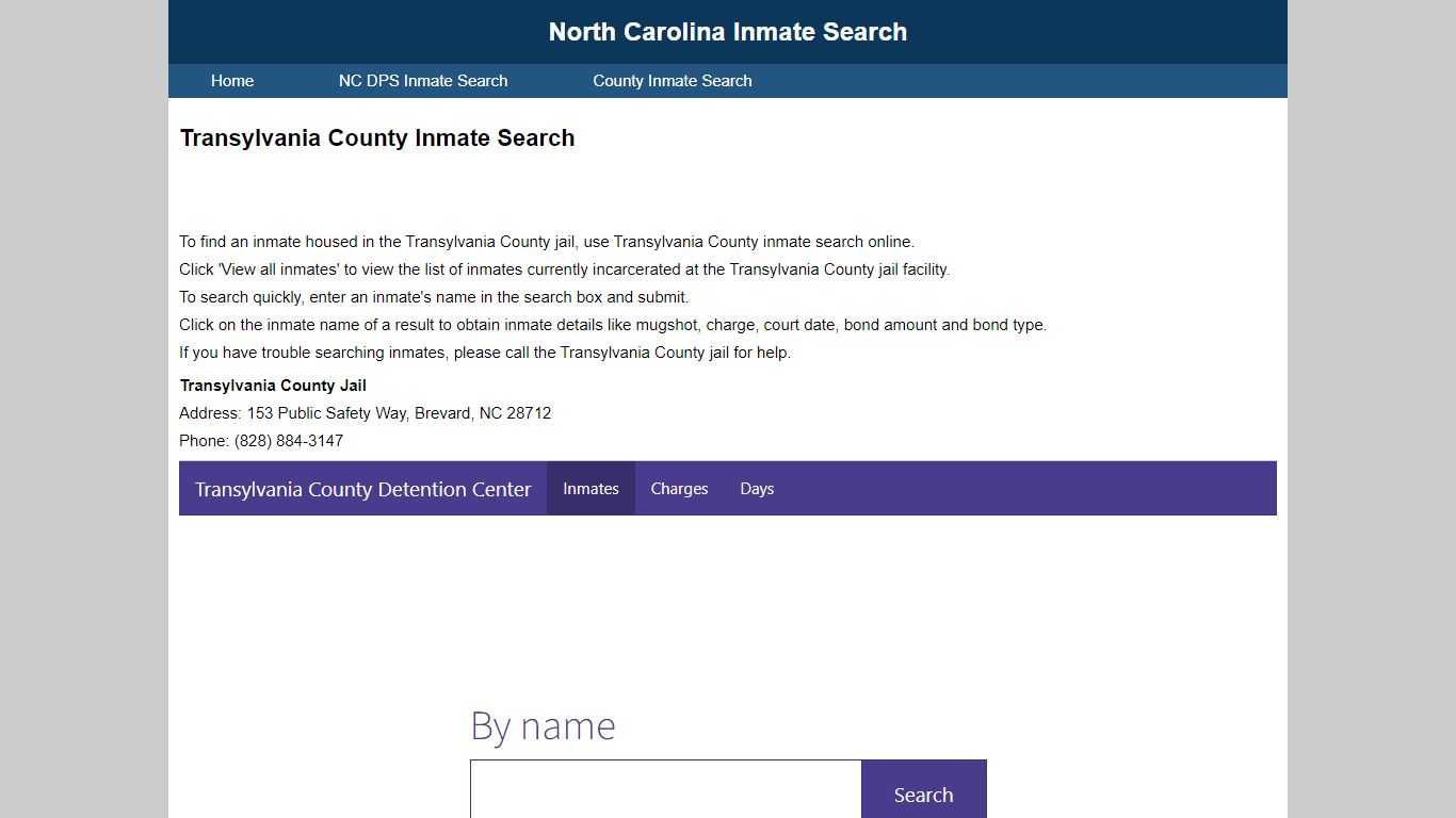 Transylvania County Inmate Search